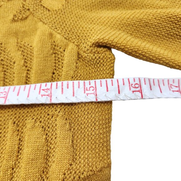 Ophelia Roe Puff Sleeve Gold Yellow Medallion Knit Eyelet Sweater Size S - Picture 10 of 14